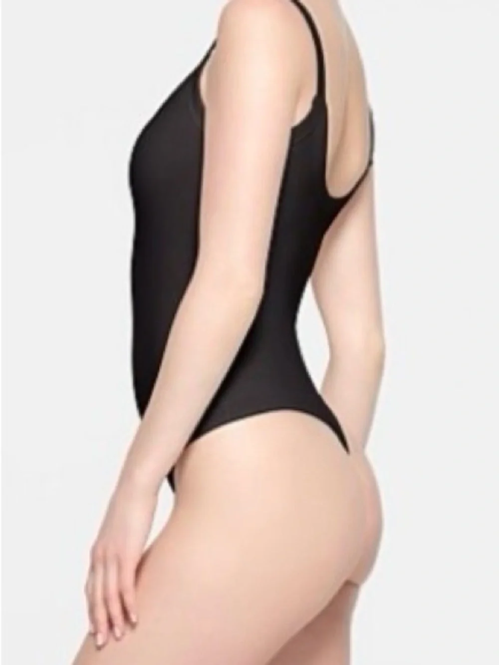 SKIMS Classic Black Scoop-Neck One-Piece Bodysuit